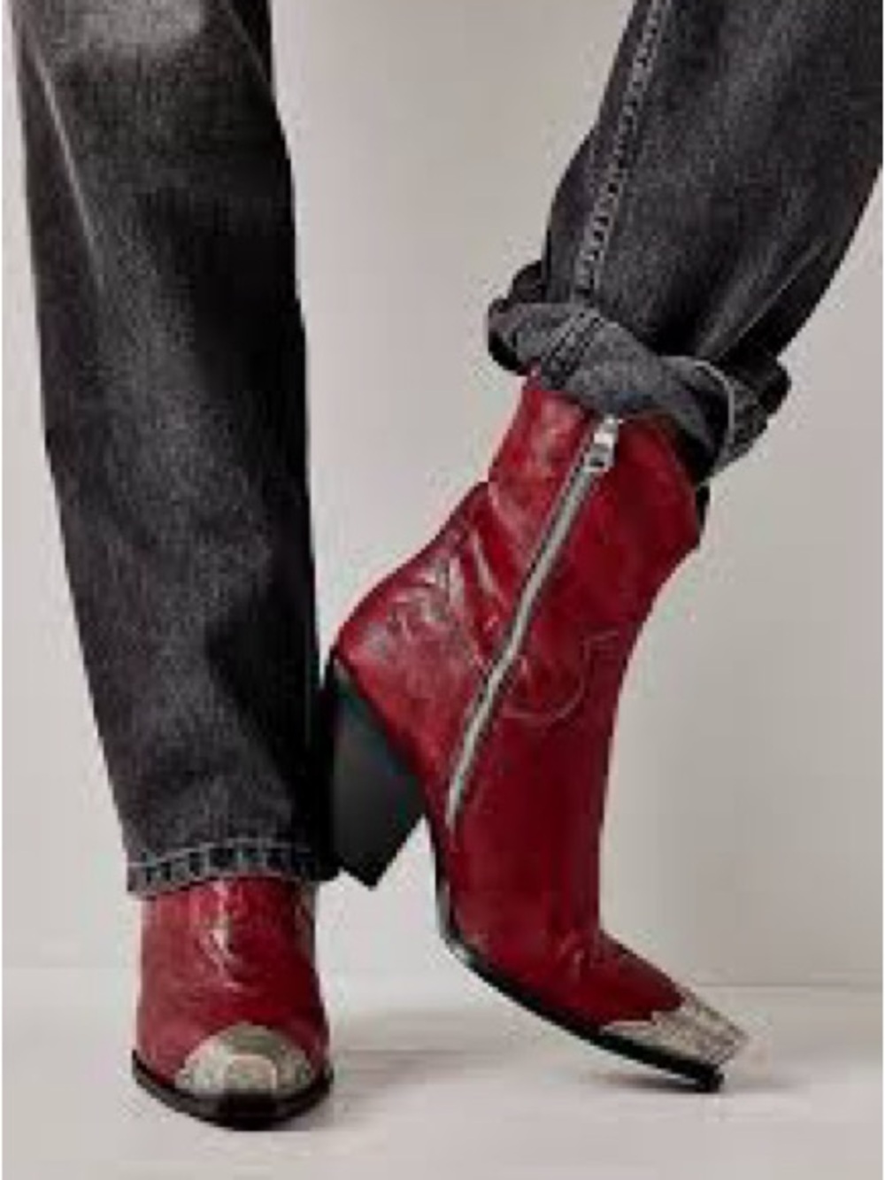 Free People Brayden Western Boots burgundy 38 Brandywine
